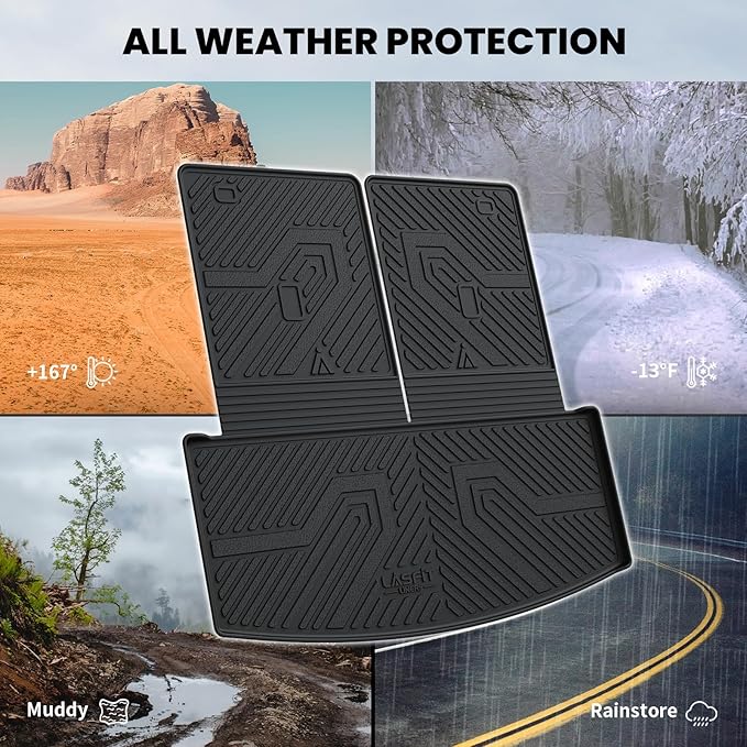 LASFIT Cargo Mat for Ford Explorer 2020-2025 2026 Trunk & Backrest Liner, Custom Fit All Weather Protector Split Design Easy Installation Trunk with Seatback Mat Accessories, 1pc Black