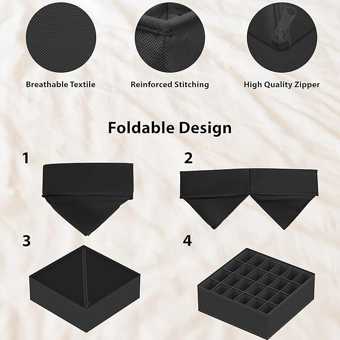 Simple Houseware 4-Pack Drawer Organizer Set - Closet Dividers for Underwear, Socks, Bras, Scarves, Ties - Foldable Non-Woven