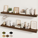 Fun Memories 60 Inch Fireplace Mantel - Long Floating Shelf, Wall Mounted Farmhouse Display with Invisible Heavy Duty Metal B