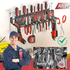 2Pcs Metal Screwdriver Organizer, Wall Mount Plier Organizer Hammer Holder, Hand Tool Storage Rack for Garage Workshop Workbe