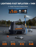 AstroAI Tire Inflator Portable Air Compressor Air Pump for Car Tires-Car Accessories, 9.8Ft Cord-12V DC-Powered Auto Pump with Digital Pressure Gauge, Emergency LED Light for Bicycle, Balloons, Orange