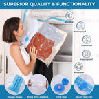 Vacuum Bags for Travel with Portable Electric Pump,12 Pack Vacuum Seal Bags for Luggage and Suitcase Compression, Space Saver