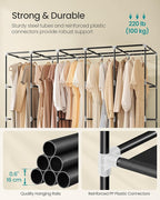 SONGMICS Portable Closet, Wardrobe Closet Organizer with Cover, 5 Hanging Rods and Shelves, 4 Side Pockets, 17.7 x 83 x 65.7 