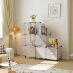 Cube Storage Organizer, 6-Cube Shelves Unit with Doors, DIY Stackable Plastic Clothes Organizer for Bedroom and Under Stairs 