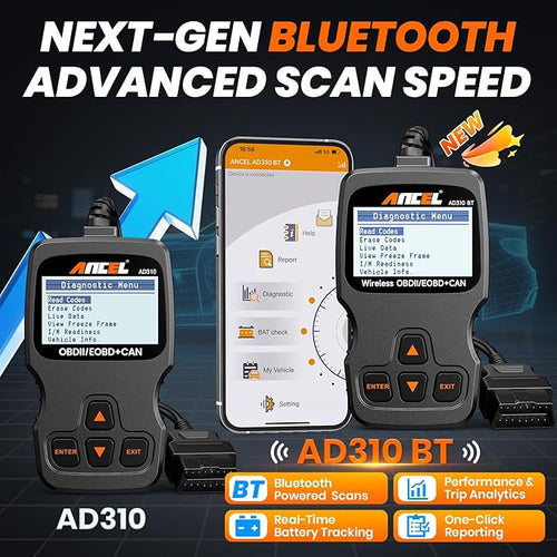 (Upgraded AD310) ANCEL AD310BT OBD2 Scanner Bluetooth - Check Engine Code Reader, Escaner Automotriz with Premium App On iOS
