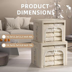 FHSQX 6 Pack Foldable Storage Bins for Clothes Clothes Storage Bins with Metal Frame Stackable Storage Box with Lid (Beige, 1