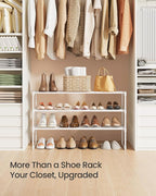 SONGMICS Shoe Rack, 3-Tier Shoe Organizer, Metal Storage Shelf, Upright or Upside Down, for 16-20 Pairs, Stackable, for Entry