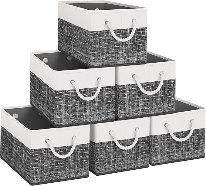 Fab totes Storage Bins [6-Pack], Foldable Storage Baskets for Organizing Toys, Books, Shelves, Closet, Large Storage Box with
