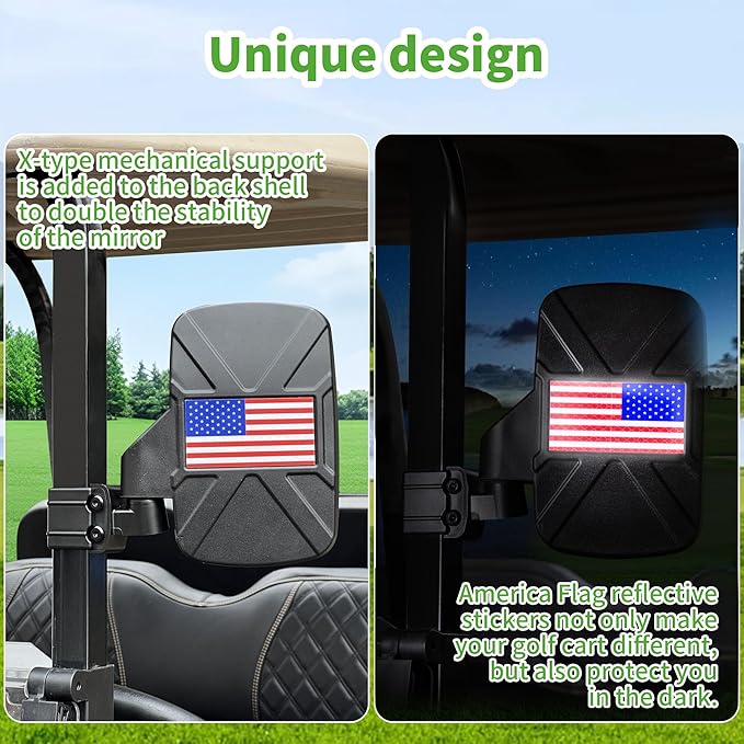 10L0L Golf Cart Mirror, Extra Large Side Rear View Universal for Yamaha, Club Car, EZGO, Folding Adjustable 180 Degree