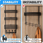 Kaiferty Over The Door Hooks Organizer, Coat Rack Over The Door Storage Hanger Towel Rack, Back of Door Storage Organizer for