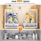 Sevenblue 2 Packs Under Sink Organizer, Height Adjustable 2 Tier Under Kitchen Sink Organizer, Multi-Purpose Storage Shelf fo