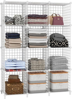 AWTATOS Wire Cube Storage Organizer, Closet Organizers and Storage, Metal 12 Cube Storage Shelves Bookshelf, Portable Closet 