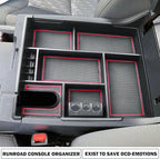 RUNROAD Center Console Organizer Full Cover Tray Compatible with Toyota Tundra 2014-2020 2021 Accessories, ABS Coin Holder Secondary Storage Box Insert Armrest Console Tray, Red