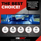 9.4" ICBEAMER Clip On Rear View Mirror | Flat Blue Tint, Panoramic Wide Angle HD Glass, Anti Glare, Universal Fit for Car, SUV, Truck | Eliminates Blind Spots (1 Pack)