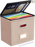 Oterri File Organizer Boxes with Lids, File Box with Mesh Pockets, Document Organizer Box for Letter Size Folders, Zippers Im