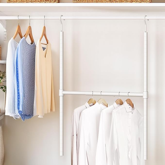 Simple Houseware Adjustable Closet Hanging Rod, White