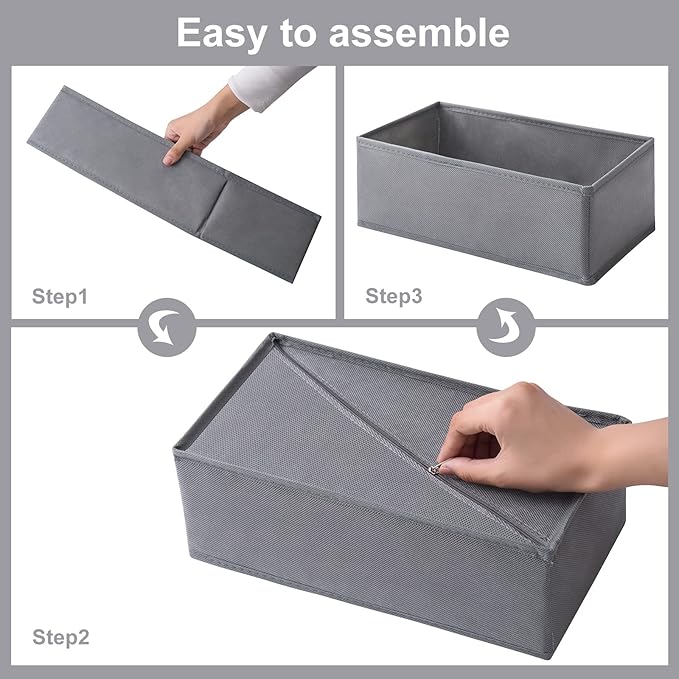 6 Packs Dresser Drawer Organizers for Clothing,Woven-Fabric Baby Clothes Organizer and storage in Bedroom-Closet & Drawer Org