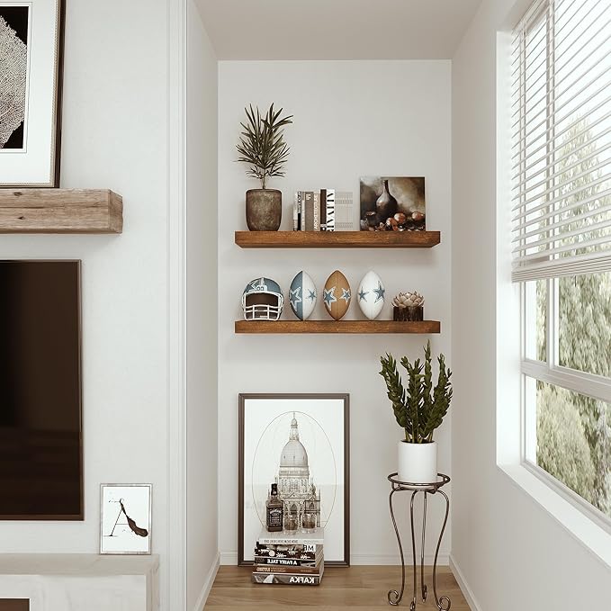Vivelove Floating Shelves for Wall, 24 inch Wall Shelves for Bathroom Bedroom, Living Room, Kitchen, Office, Rustic Farmhouse
