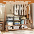 4-Tier Stackable Closet Organizers and Storage, Adjustable Dividers & Wood Top Storage Shelves for Clothes, Wardrobe & Closet