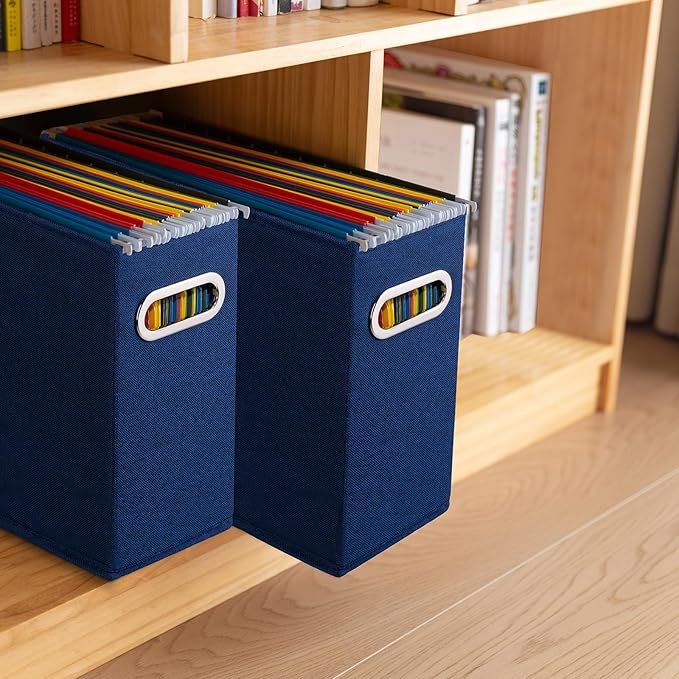 4 Pack Letter Size File Storage Box Collapsible, Fabric Hanging File Folders Organizer, Portable Office Document Holder with 