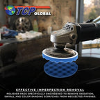 TCP Global 8" Blue Waffle Foam Buffing Pad Hook and Loop Backing - Light Cut Pad for Polishing, Automotive, Marine, Truck, RV & Compound Cutting, Car Polishing Pads