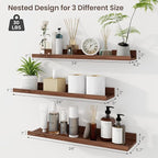 Axeman Picture Ledge Shelf | 24 Inch Walnut Floating Shelves Set of 3 | Rustic Wood Wall Shelves with Lip | 24" Walnut Pictur