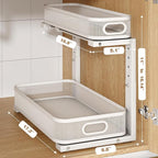 2 Pack 17.3IN-Depth Under Sink Organizer with Smooth Cylindrical Rail,2-Tier Pull Out Multi-Purpose Cabinet Storage for Bathr