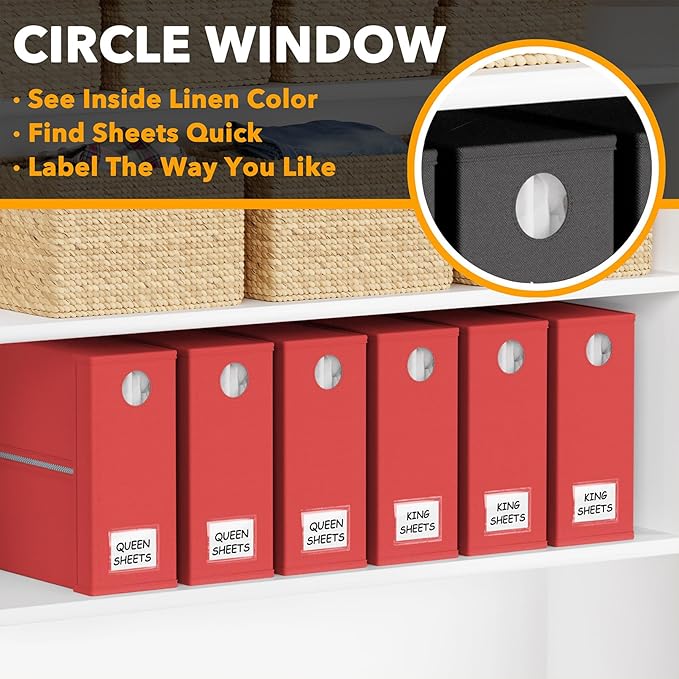 SpaceAid 6 Pack Bed Sheet Organizers and Storage, Foldable Sheet Organizer with Window for Linen Closet, Set Folder Keeper fo