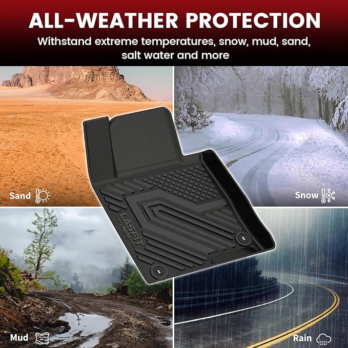 LASFIT Floor Mats for Hyundai Sonata Gas & Hybrid 2019 2018 2017 2016 2015 & KIA Optima 2016-2020, All Weather TPE Custom Fit Car Accessories Floor Liners 1st & 2nd Row Car Mats, Black