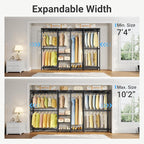 VIPEK X4 Expandable Heavy Duty Clothes Rack, Adjustable from 7'4" to 10'2" with Adjustable Shelves and Hanger Rods, Large War