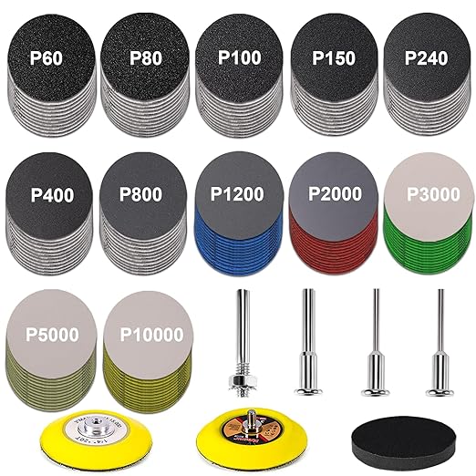 188 PCS 3 Inch Wet Dry Sanding Disc, GOH DODD Headlight Restoration Kit Drill Polishing Kit Sanding Attachment 60-10000 Grit 