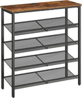 HOOBRO Shoe Rack for Entryway, 5-Tier Shoe Organizer with Adjustable Mesh Shelves, 16-20 Pairs of Shoes, Spacious Floor Mount