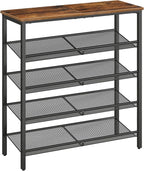 HOOBRO Shoe Rack for Entryway, 5-Tier Shoe Organizer with Adjustable Mesh Shelves, 16-20 Pairs of Shoes, Spacious Floor Mount
