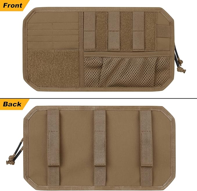Car Sun Visor Organizer, Tactical Sunvisor Organizers Storage Covers for Trucks, Molle Panel with Pockets Zipper Visor Storage Pouch Accessories, Fits Most Vehicles, SUVs & Jeeps (CB)