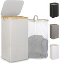 iEGrow 110L Laundry Basket with Lid, Laundry Hamper with Bamboo Handle,Clothes Basket Organizer with Removable Inner Bag for 