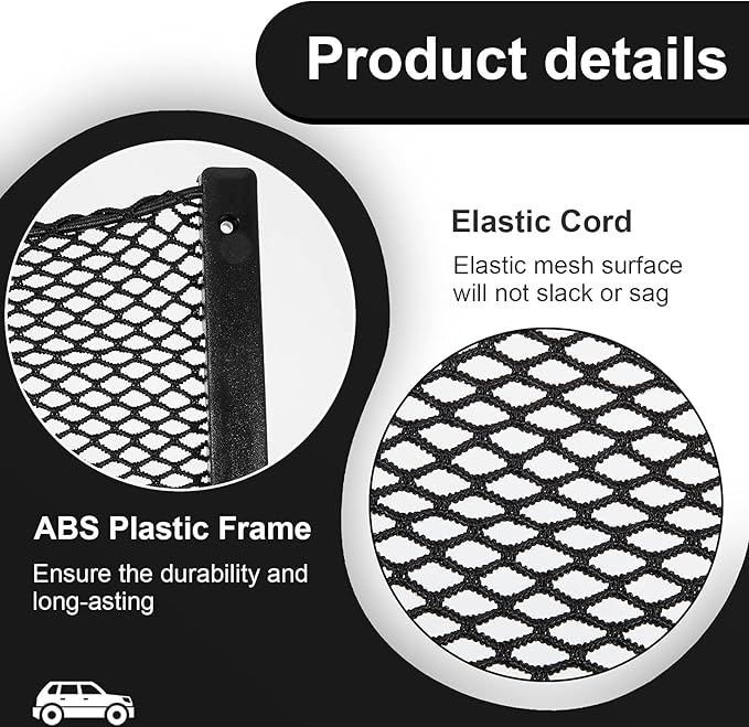 Frienda 2 Pcs Car Storage Net Bag, ABS Plastic Framed Mesh Net Holder, Phone & Cargo Organizer with Screws for Auto, Rv, Boat, Truck Pocket Storage (12 x 8 Inch)