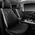 CAR PASS Bling Leather Car Seat Covers & Black Nappa Leather Calfskin Seat Cushioned Protector, Waterproof Anti-Slip Universa