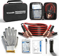 Car Emergency Safety Kit Bag with Jumper Cables, Tire Pressure Gauge, Auto Vehicle Safety Road Side Assistance Kits Essential