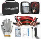 Car Emergency Safety Kit Bag with Jumper Cables, Tire Pressure Gauge, Auto Vehicle Safety Road Side Assistance Kits Essential