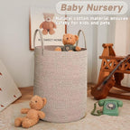 JMvicyroam Large Woven Laundry Basket Hamper,60L Cotton Rope Storage Bin for Blankets,Toys and Clothes,Decorative Tall Nurser