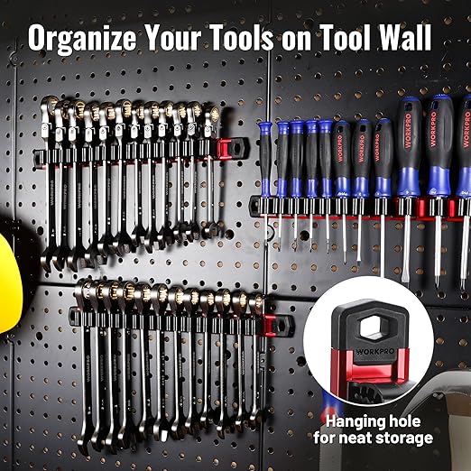 WORKPRO Magnetic Screwdriver Organizer and Wrench Organizer, Aluminum Rail Magnetic Tool Organizer, Tool Holder, Toolbox Orga