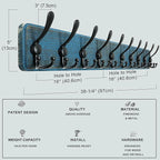 Dseap Coat Rack Wall - Heavy-Duty 38-1/4" Long, with Reinforced 10 Custom Tri-Hooks, Solid Wood Wall Hanger for Coats Hat Jac