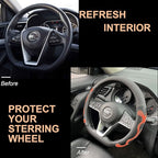 PINCTROT D Shaped Comfy Grip Steering Wheel Cover, Anti-Slip Design, Flat Bottom 14.5-15 Inch(Silicone Orange)