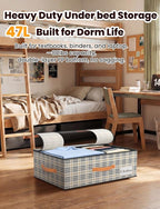 2-Pack Under Bed Storage Bins with Wheels and 4 Vacuum Seal Bags, Heavy Duty 80lbs Capacity,7.9" Height Clear Lid Organizer f