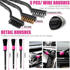 Viewsun 20PCS Car Cleaning Kit, Pink Car Interior Detailing Kit with Drill Brush Set, Windshield Cleaning Tool, Detailing Bru
