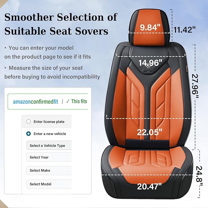 Coverado Car Seat Covers Full Set, Automotive Seat Covers Car Seat Protector Car Seat Cushion, Waterproof Leather Seat Covers