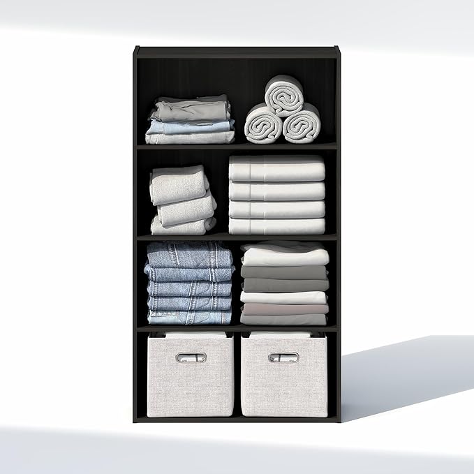 Furinno Reed Closet Organizers and Storage, 4-Tier Closet Organizer, Open Shelf Closet Storage, for Wardrobe, Bedroom, Living