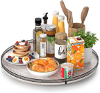 21" Lazy Susan Wood Turntable Organizer for Kitchen Decor, Farmhouse Round Wooden Lazy Susan Organization and Storage for Cab