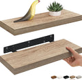 Ballucci Floating Shelves, 16" Wood Wall Shelf Set of 2, Invisible Brackets Floating Shelf Bathroom Wall Decor, Living Room, 