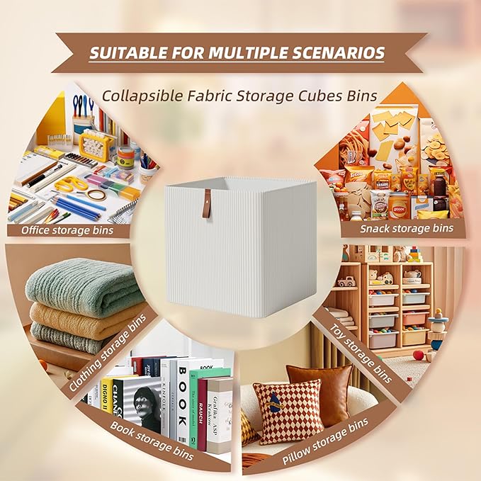 Cube Storage Bin 12x12 in- 2 Pack,Collapsible Fabric Storage Bins,Open Home Storage Bins,Baskets for organizing,For Clothing 
